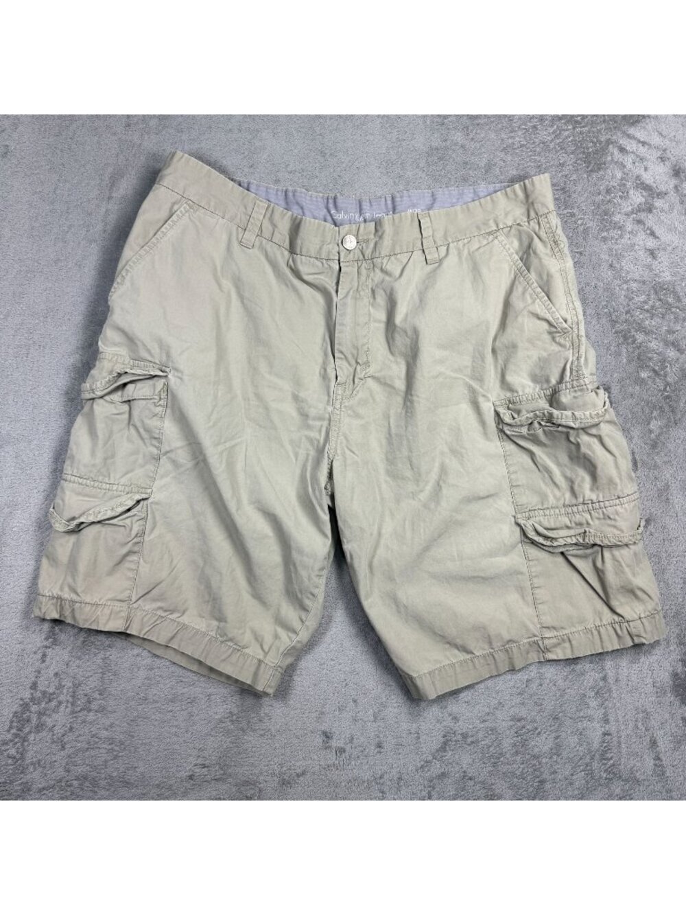 Y2K 2000s Calvin Klein Baggy Tan Cargo Shorts Mens 10" ins Indie Grunge Utility